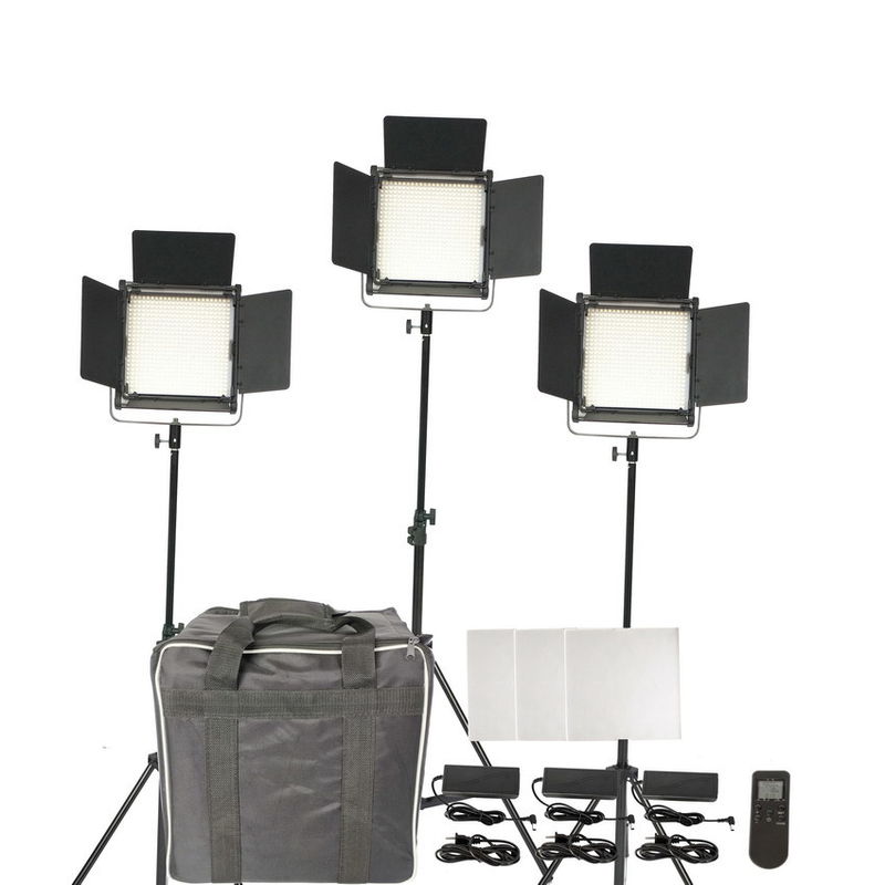 C.P. élevée de kit léger visuel portatif de LED avec 3 supports légers, kit de panneau de lumière de LED fournisseur